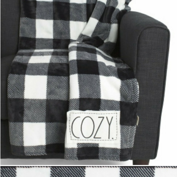 Rae Dunn Other - Rae Dunn Buffalo Plaid Throw with "Cozy" Patch- Gift Boxed